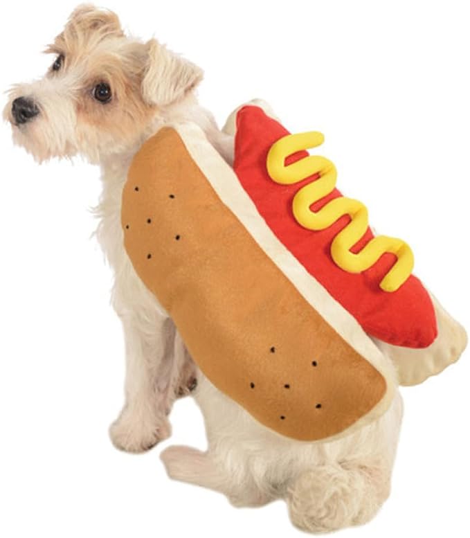 Pet Costume Hot Dog Cartoon Outfit M Cotton for Dogs and Cats | Orange Creative Role-play Wear, Lightweight Comfortable Fit, Party and Christmas Use