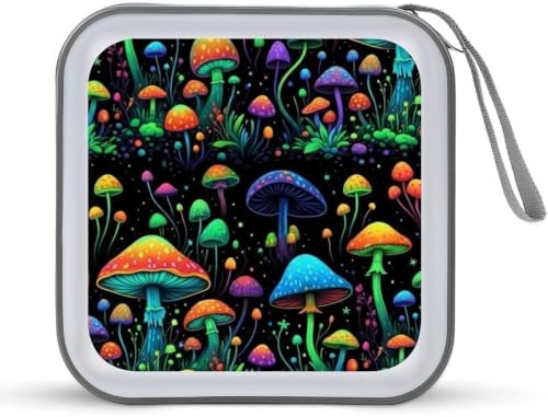 Sturdy DVD Case Trippy Mushroom CD Holder Organizer Binder 40 Capacity | Disc Wallet Trippy Mushroom Green Dustproof, Shockproof, Zipper Closure for Car Home Office