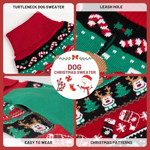 cyeollo Ugly Dog Christmas Sweater Xmas Outfit for Small Dogs, Reindeer, M