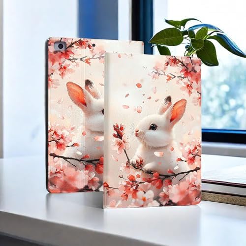 for Microsoft Surface Pro 11/10/9-13" 2024/2022 Tablet Case,Auto Wake/Sleep,Adjustable Stand Protective Cover - Cherry Blossom Rabbit