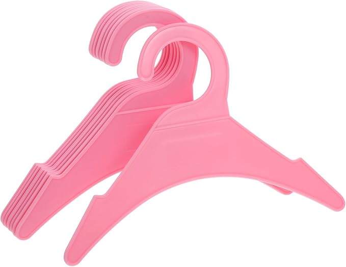 GLEAVI 10pcs Small Dog Clothing Hangers Plastic Pet Apparel Rack Non-Slip Lightweight Drying Rack for Small Dogs and Cats, Clothes Organizer in Rose Red