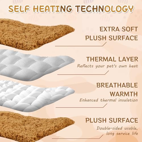 3 Pack Self Warming Pet Bed Leaf Shape Self Heating Cat Dog Mat Washable Thermal Sleeping Pad for Indoor Outdoor Hedgehog, Bunny, Sugar Glider, Rat, Chinchilla(Orange,Large-19 x29)