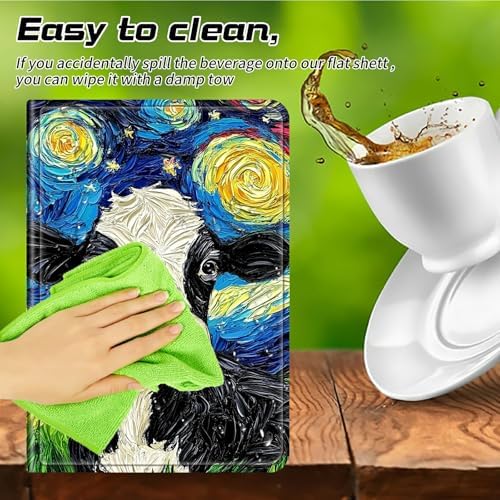 Universal Tablet Case for T-Mobile Revvl Tab 2 10.1" 2025/Revvl Tab 5G 10.36" 2023, 360 Degree Rotating Kickstand Protective Stand PU Leather Shell Cover for 9"-10.5", Black and White Cow