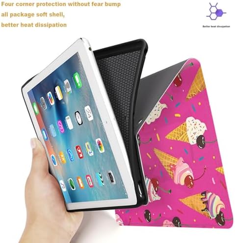 Tablet Case for iPad 11th A16 2025 (11 Inch)/10th Generation 2022 (10.9 Inch),Shockproof Protective Cover with Stand,Auto Wake/Sleep,Ice Cream Cherry Pattern