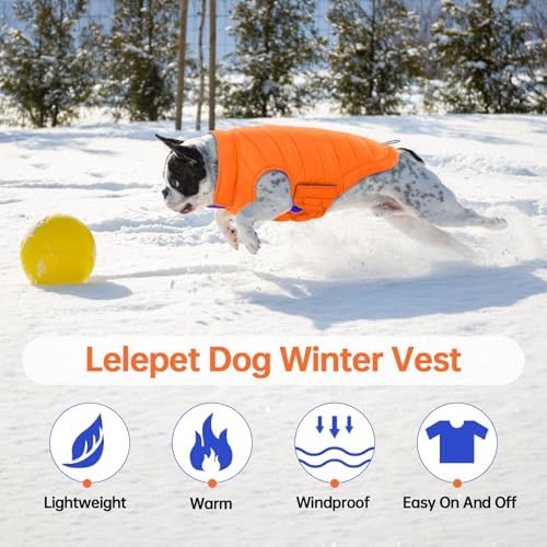 Lelepet Reversible Dog Coat Windproof Dog Puffer Jacket Lightweight Vest
