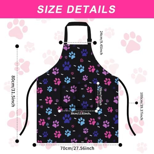 Dog Grooming Water-repellent Apron with 2 Pockets, Animals Puppy Dogs Pets Kitchen Chef Aprons for Grooming Cooking