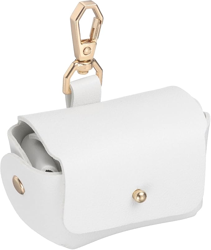 uxcell Dog Ring Bearer, Leather Wedding Pet Ring Pillow Jewelry Holder with Clasp Buckle Closure Portable Storage Organizer Mushroom Rivet Pouch for Wedding Engagement, White