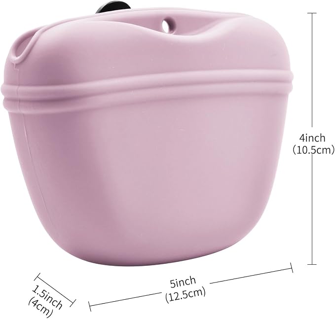 AUDWUD Silicone Dog Treat Pouch with Clicker Magnetic Closure Secure Clip | Upgraded clip keeps your treat pouch secure during training.Magnetic closure allows fast one hand access.Includes dog click