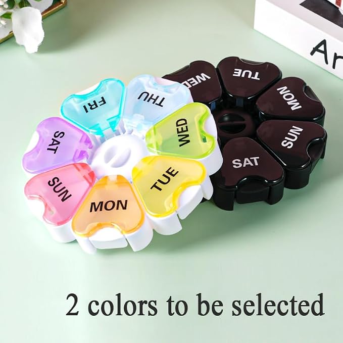 Weekly Pill Organizer, 7 Day Pill Box Daily Reminder Vitamins Case | Portable Large Capacity Compartments, Travel Pill Container for Fish Oil, Medicine Supplement, Medication, Tablet, Capsule