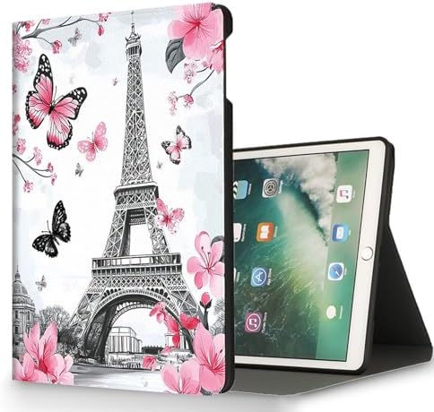 for Microsoft Surface Pro 11/10/9-13" 2024/2022 Tablet Case,Auto Wake/Sleep,Adjustable Stand Protective Cover - Eiffel Tower Sakura Butterfly