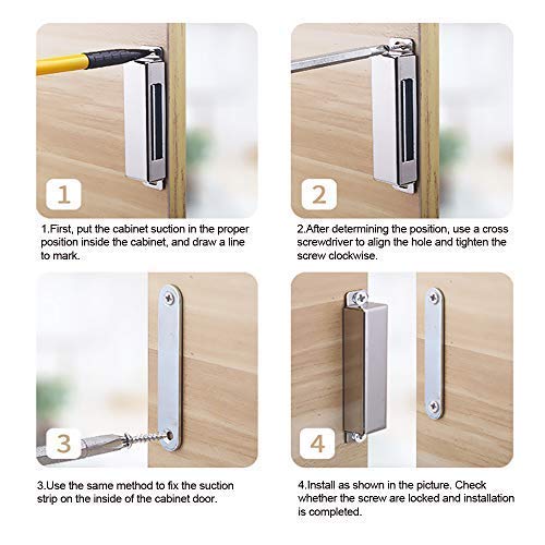 Cabinet Magnets Magnetic Door Catch Stainless Steel Door Magnet for Kitchen Bathroom Cupboard Wardrobe Closet Closures Cabinet Door Drawer Latch 20 lbs(6Pack)