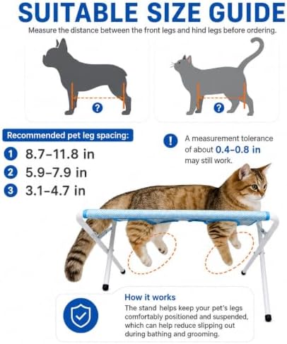 Foldable Pet Bathing Stand, Dog Grooming Hammock for Bathing (Gray) | Foldable Pet Bathing Stand with Quick-Dry 8-Hole Mesh, Stable Steel Grooming Rack for Washing and Nail Trimming