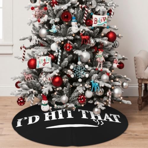 Christmas Tree Skirt, Soft Polyester Xmas Tree Skirts with Ribbon Ties, Rustic Farmhouse Holiday Party Decorations I 'D Hit that Marijuana 36"