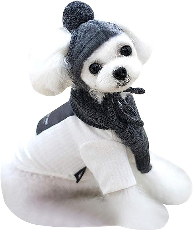 Goclothod Pet Dog Knitted Scarf and Hat Set Winter Neck Ear Warmer