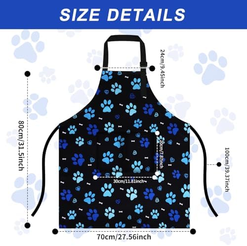 Dog Grooming Water-repellent Apron with 2 Pockets, Animals Puppy Dogs Pets Kitchen Chef Aprons for Grooming Cooking