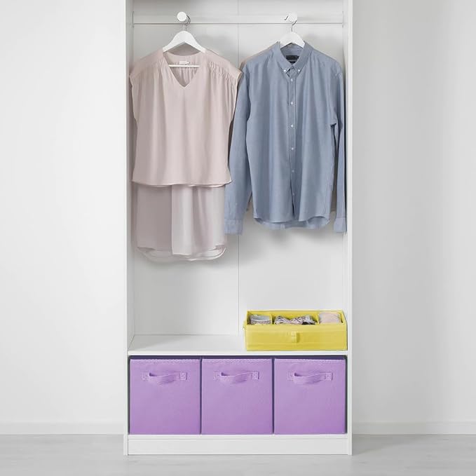 PowerKing Collapsible Storage Cubes, Farbic Storage Bins, Purple, 2 Pack | Sturdy, Lightweight, Easy Pull Handle, Closet & Shelf Organizer, Clothes and Toys Storage, 10.5'' x 11'' x 10.5''