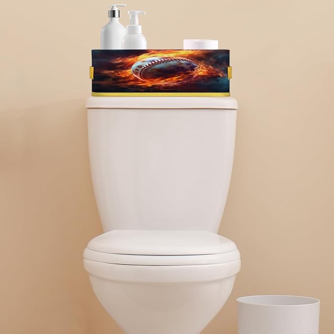 Baseball Print Bathroom Storage Basket Waterproof Foldable Storage Bins with Handles Decorative Toilet Paper Storage Basket for Organizing for House Bathroom Toiletries