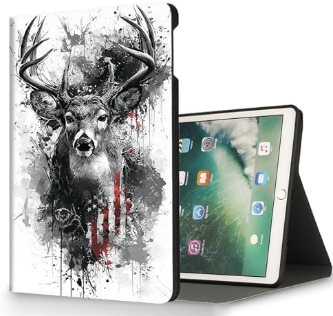 for Microsoft Surface Pro 7 Plus,Surface Pro 7/6/5/4 12.3" Tablet Case,Auto Wake/Sleep,Adjustable Stand Protective Cover - Deer Flag Art