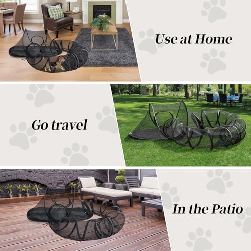 Rest-Eazzzy Outdoor Cat Enclosures, Portable Cat Tent for Outside Enclosure for Indoor Cats, Catio Outdoor Cat Enclosure for Kitty and Small Animals, Cat Playpen with Tunnel, Storage Bag | Pop Up Catio, Waterproof PE Base, Anti-Bug Mesh, Firm Steel Rod...