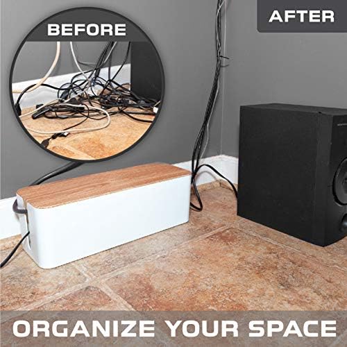Iron Forge Cable Cable Management Box, 2 Pack - White with Wood Top