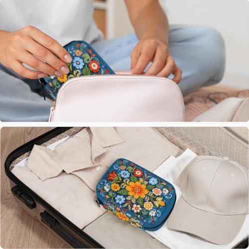 Pill Organizer Box Flowers Floral Tile 7-Day Weekly Medicine Pill Case Travel Pill Container Portable Pill Holder Storage Purse Bag Small Compact Size for Vitamin Supplement Birth Control