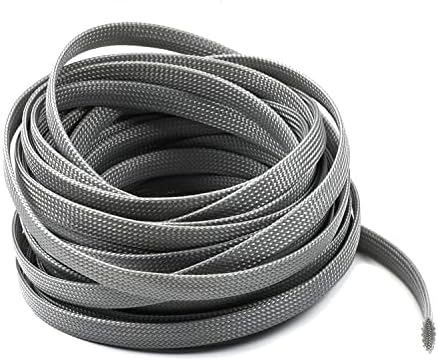 Bettomshin 1Pc 32.8Ft(10m) Cable Management Sleeve, 3/8"(10mm) Width PET Grey Cord Protector, Wire Loom Tube Insulated Split Sleeving for USB Cable Power Cord Organizer Video Cable Hider