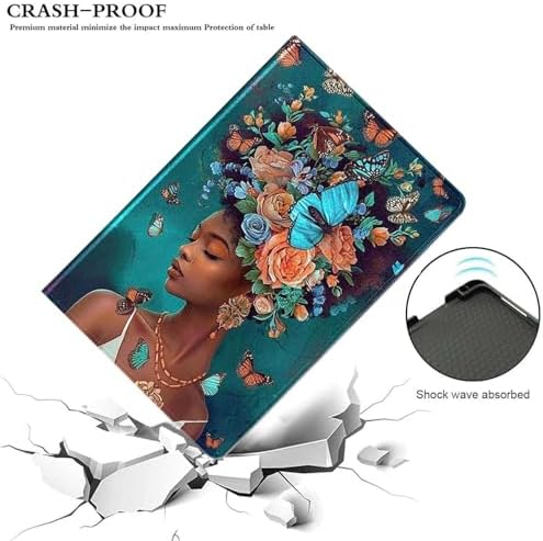 for Samsung Galaxy Tab S9 Plus/S9 FE Plus 5G 12.4 Inch 2023 Tablet Case,Premium Leather Folio Stand Auto Wake/Sleep,Multiple Viewing Stand,Butterfly Flowers Sexy Black Girl