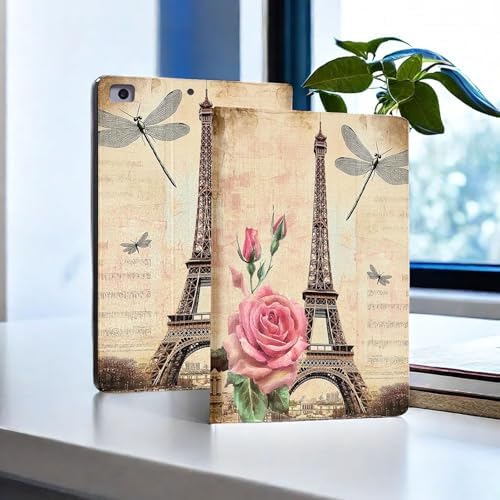 for Microsoft Surface Pro 8-13" 2021 Tablet Case,Auto Wake/Sleep,Adjustable Stand Protective Cover - French Vintage Tower Rose