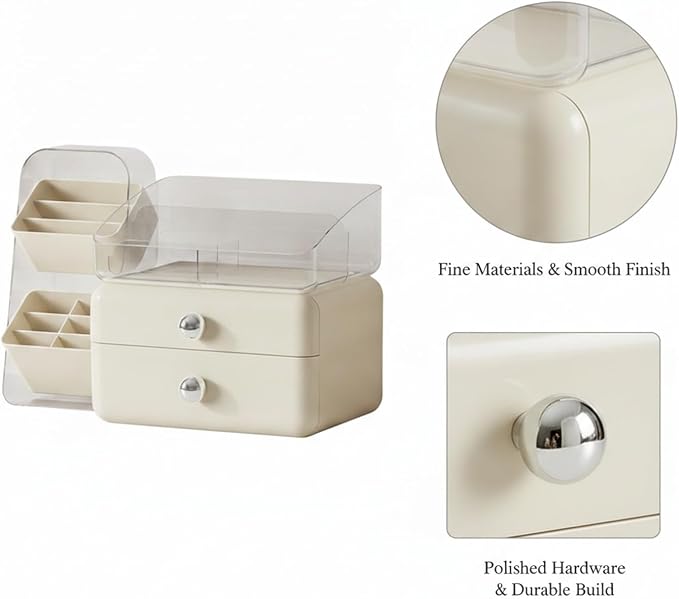 Desktop Storage Organizer with Compartments, PET Plastic Caddy for Office Supplies and Vanity Accessories, Open-Top Unit (1 PC)