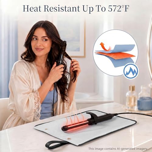 Hot Tools Travel Bag with Heat Resistant Mat, 2-in-1 Hair Tools Organizer Bag for Curling Iron, Flat Iron, Portable Holder & Mat with Cord Pocket for Home Travel(Black)