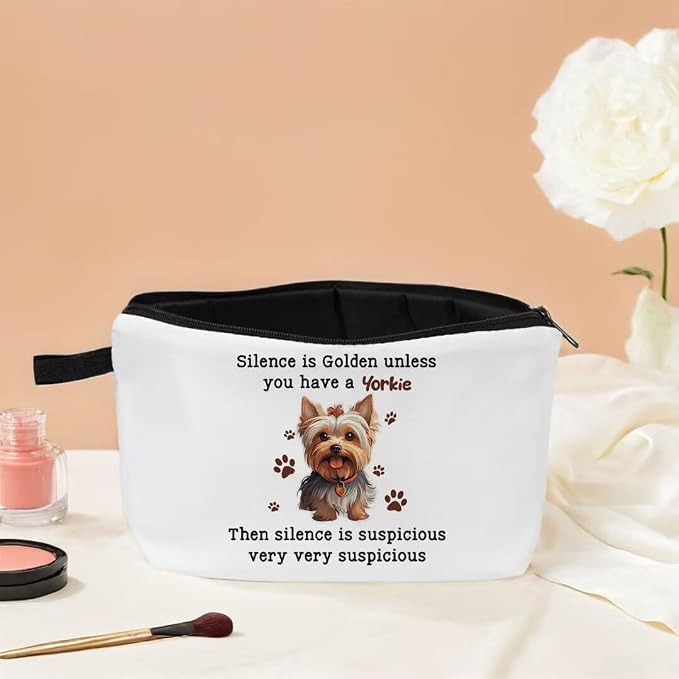 Yorkie Lover Makeup Bag Yorkie Gift For Dog Lover Yorkie Mom Gift Zipper Makeup Bag