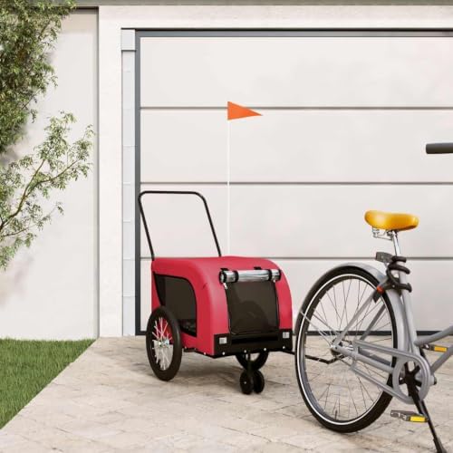 Pet Bike Trailer for Small Dogs, Foldable Bicycle Cargo Trailer with Sturdy Iron Frame, Weather-Resistant Oxford Fabric, Safety Flag and Reflectors, Easy Attachment