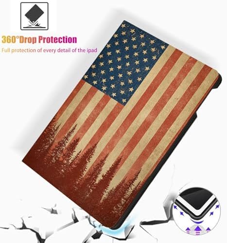 for Microsoft Surface Go 4/3/2/1-10.5" 2021 Tablet Case,Auto Wake/Sleep,Adjustable Stand Protective Cover - American Flag Forest