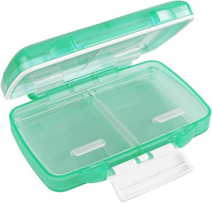 Ezy Dose Moisture-Proof Travel Pill Case, 4 Compartments, Green, Small | Moisture-Proof Pill Case, Medicine Planner, Vitamin Organizer Box, Travel-Friendly, Latch-Closure to Secure Contents