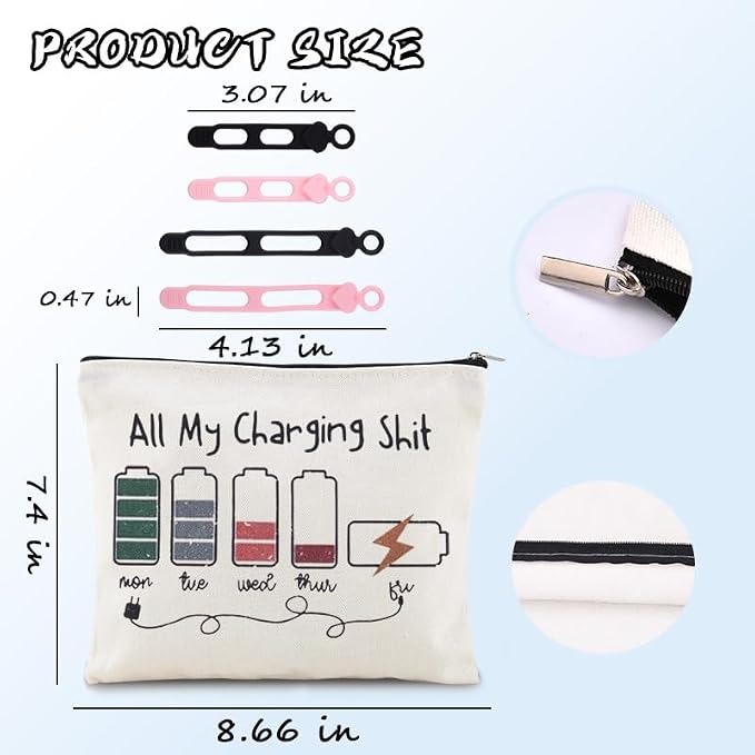 Sisadodo Charging Cable Organizer Travel Bag Toiletry Makeup Cosmetic Bags Medicine Med Toiletry Bag Pouch Diabetic Gifts Bags