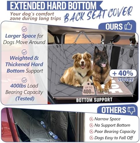 Dog Truck Seat Cover for Back Seat, Hard Bottom Pet Hammock, XL