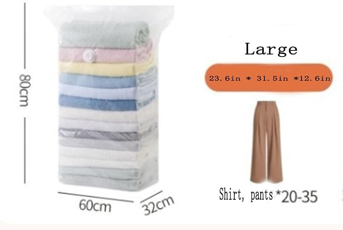 2PCS No‑Pump Vacuum Storage Bags,Storage Compression Bags, Large Cube Vacuum Seal Bags, Heavy-Duty Press & Seal for Clothes, No Pump Needed (Large)