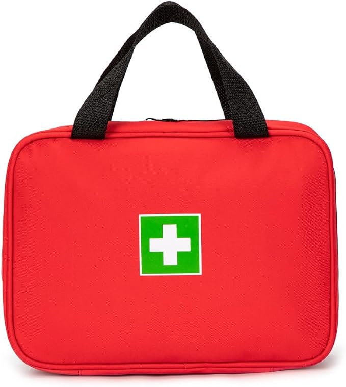 Red First Aid Bag Empty Travel Rescue Pouch First Responder Storage Medicine Emergency Bag for Car Home Office Kitchen Sports Outdoors (Red)