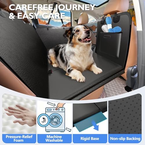 Hard Bottom Dog Car Seat Cover for Back Seat, PU Leather Extender