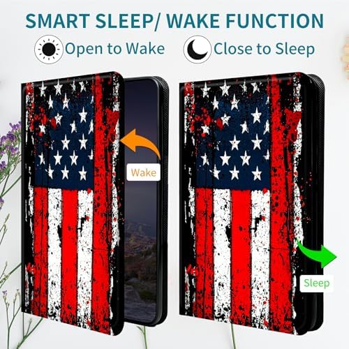 Case for Samsung Galaxy Tab A 8.0" 2019 SM-T290/T295, 360 Degree Rotating Stand with Multi-Angle Vertical & Horizontal Viewing Shockproof Protective Shell for Women Men, Vintage Black Flag