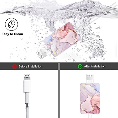 CameCosy 4PCS Cute Cable Protector for iPhone Type-C Charger,Marble Pattern