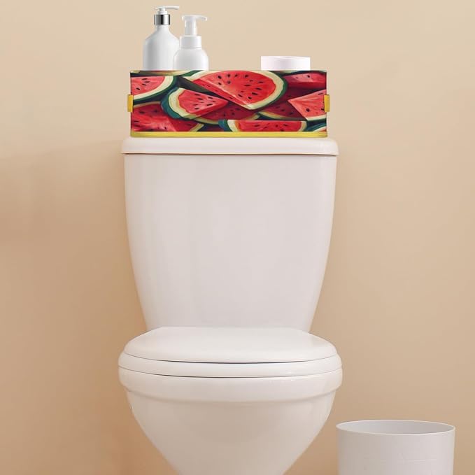 Watermelon Pattern Bathroom Storage Basket Waterproof Foldable Storage Bins with Handles Decorative Toilet Paper Storage Basket for Organizing for House Bathroom Toiletries