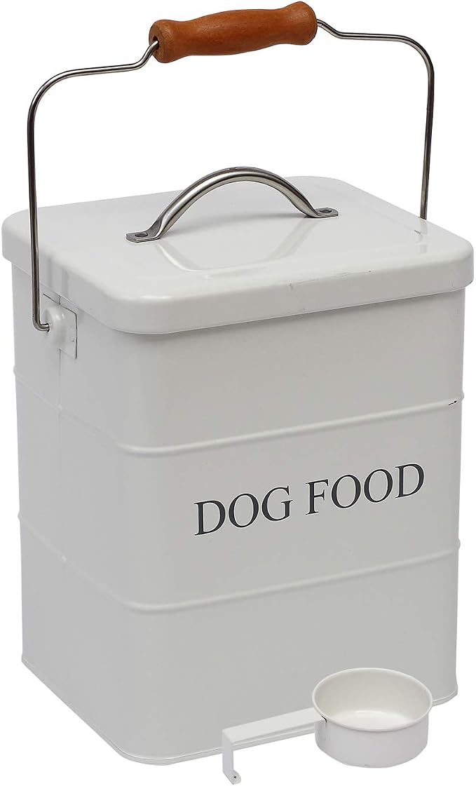 Geyecete Dog Treats tin and dog Food Storage Tin with Lid & with Spoon for dog Food Storage, Medium Pet Food Storage Can-Dog Food