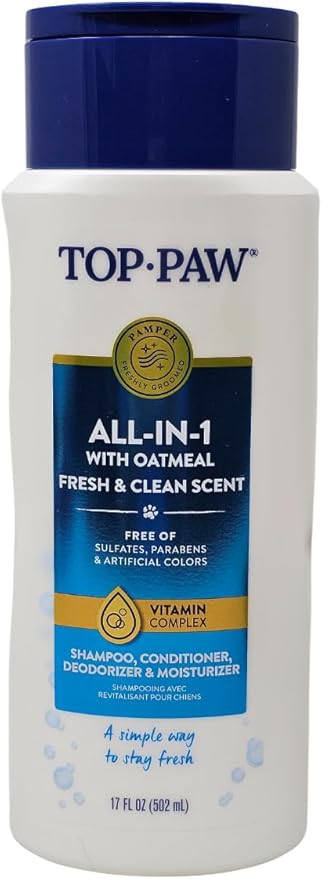 Top Paw All-in-1 Oatmeal Shampoo and Conditioner for Dogs, 17 Ounces