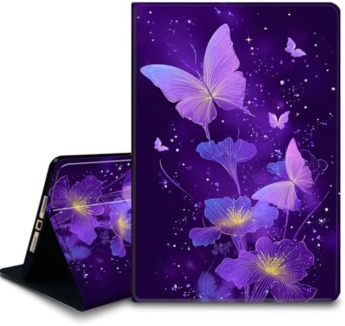 Bxgolkgd Tablet Case for Samsung Galaxy Tab A8 10.5 Inch 2022(SM-X200/X205/X207),Shockproof Stand Cover with Heat Dissipation,Auto Wake/Sleep Function,Purple Butterfly Flower