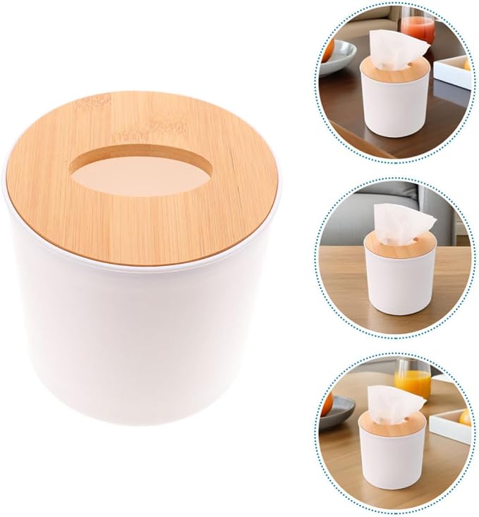 3pcs Tissue Box Cover with Detachable Lid for Home | Pet Container, Stable Countertop Organizer, White Finish, Living Rooms and Vanity Dresser, Portable Use