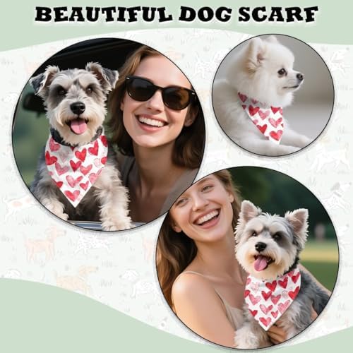 Howilath Pink Heart Pet Bandana, Perfect for Valentine's, Date Night or Anniversary, Dog Scarf for Small Medium Large Breeds