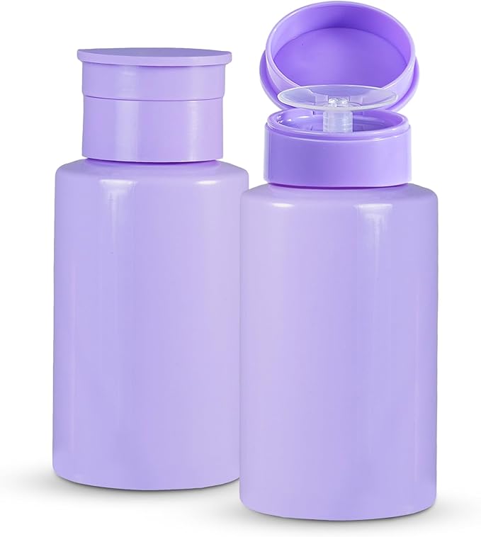Push Down Pump Dispenser Bottles: Refillable Liquid Containers for Alcohol, Nail Polish Makeup Remover, Salon, Hospital, Travel Use