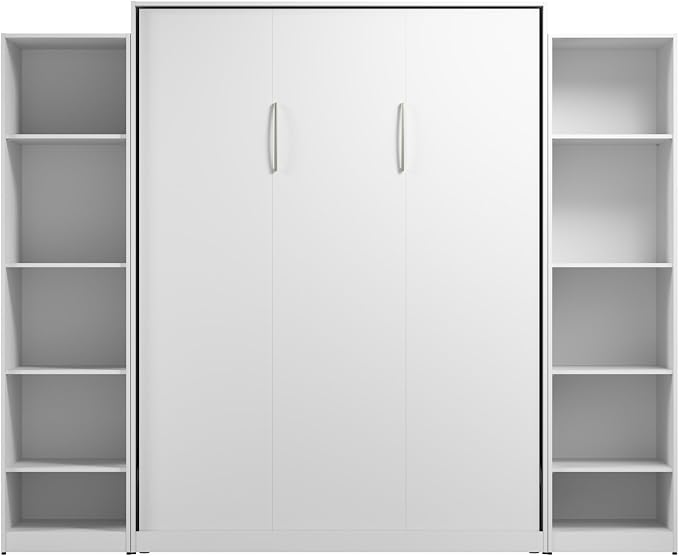 Bestar Queen Murphy Bed with Closet Organizer, White, Claremont, 105W | Closet Organizers; supports up to 1000 lb; min. ceiling height 88 in.; for guest room or multipurpose space; 10-year warranty