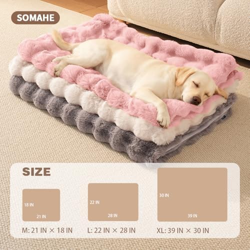 SOMAHE Dog Blanket for Couch Bed, Soft Faux Fur, Large 39x31 Soft Pink